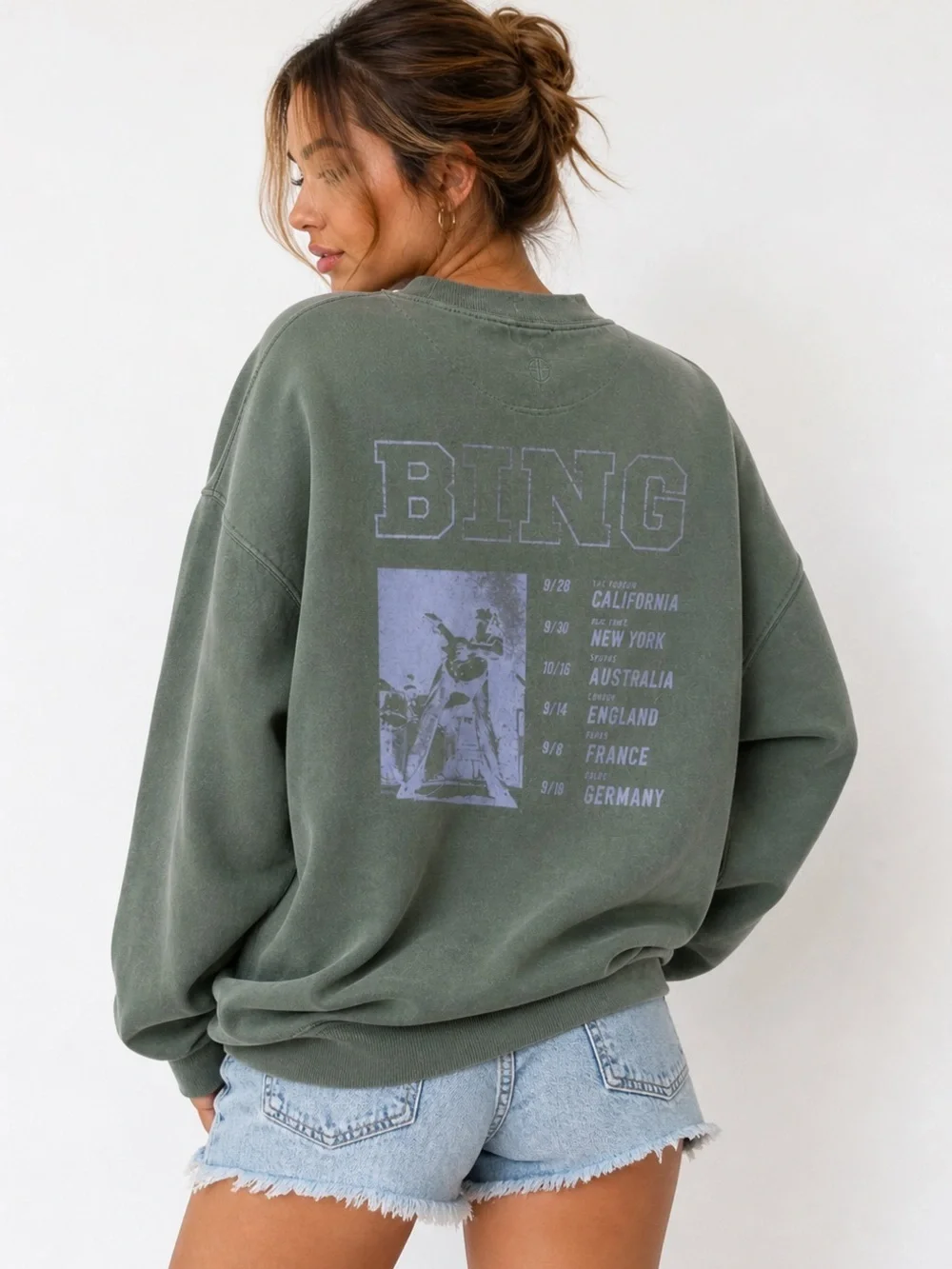 Anine Bing Cody Bing Live Sweatshirt Sage Green Oversized XS NWOT - Picture 1 of 8